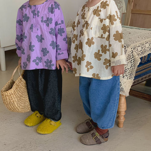 Children's Long Sleeve Flower Shirt Spring and Autumn Fried Street Shirt